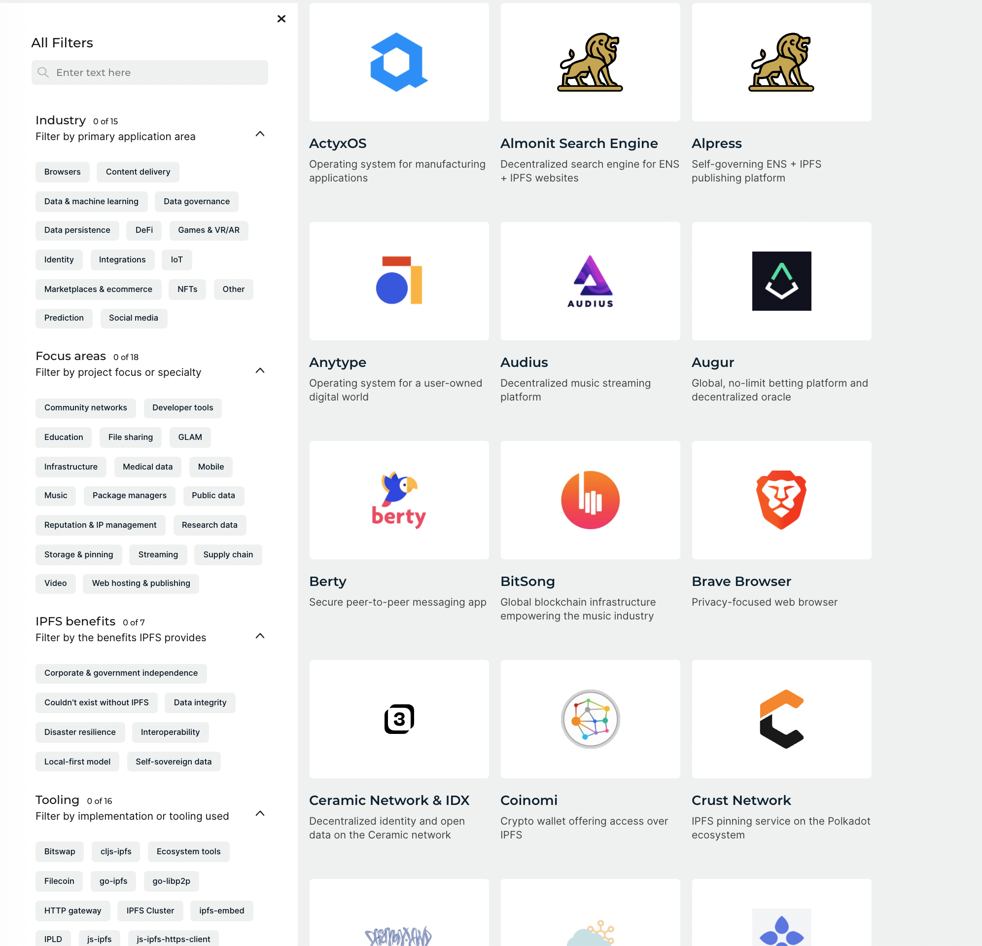 Ecosystem Directory Filter