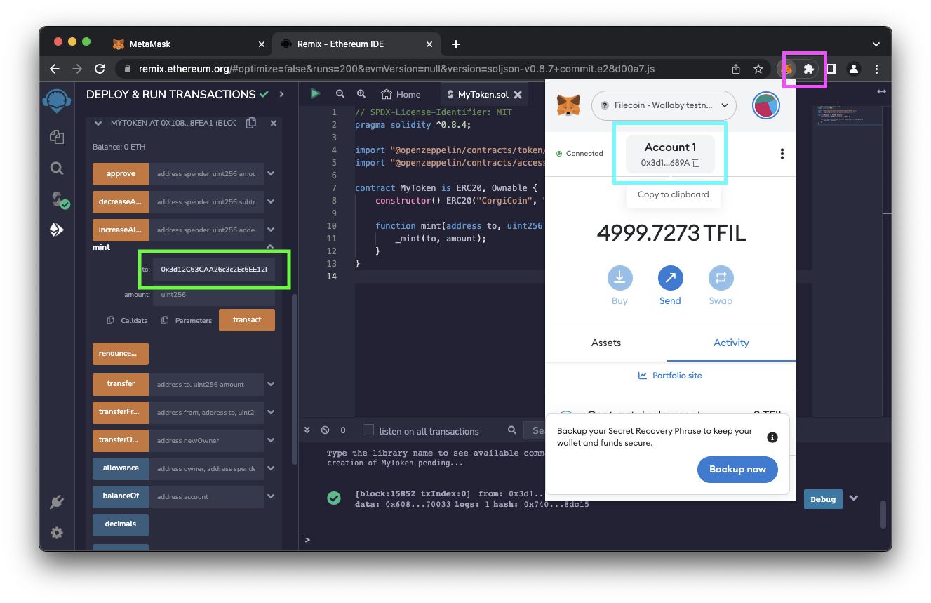 Add an address into Remix.