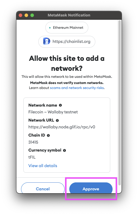 Allow Chainlist to change networks.